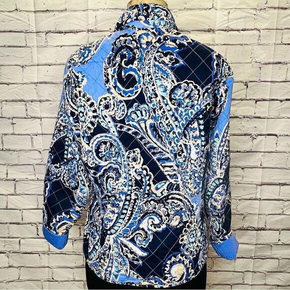 Chicos 1 Blazer Quilted Long Sleeve Paisley jacket size 2 - Picture 4 of 9